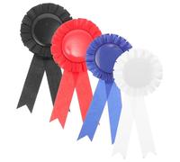 Amosfun 4 Pièces Badge Vierge DIY avec Ruban Satiné Colorées Blanc Noir Rouge Bleu Épingles pour Création Personnalisée et Décoration Mariage Fête Anniversaire