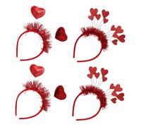 Amosfun 4 Pièces Bandeau Cœur Pailleté Rouge Serre-tête Amour Festif Accessoires Cheveux Confortables et Antidérapants pour Saint-valentin Anniversaire et Fêtes