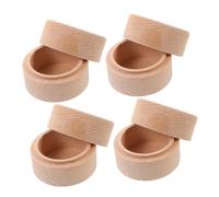 Amosfun 4 Pièces Boîte à Bijoux en Hêtre Ronde avec Couvercle Petite Boîte à Souvenirs Étanche pour Dents de Coffret Rangement Anneaux DIY
