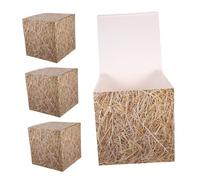 Amosfun 4 Pièces décoration fête des Décor à thème Occidental Pays Foin de Paille décorations occidentales Fausses boîtes de Foin Fausse Paille pour la Papier