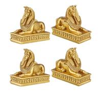 Amosfun 4 Pièces Figurine de Sphinx en Résine Dorée, Décoration Antique Robuste pour Maison ou Bureau, Ornement Classique pour Passionnés D'histoire