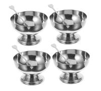 Amosfun 4 pièces Lot de Bols à Glace Acier Inoxydable Épais Coupes Dessert Compactes et Empilables Bols Saladiers Créatifs pour Salade Pudding et Fruits et Usage Quotidien