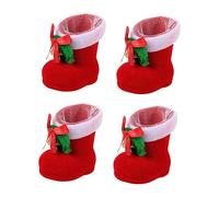 Amosfun 4 pièces Lot de Bottes de Noël Miniatures Porte Bonbons Sécurisé et Décoration Festive pour Surprises de Noël