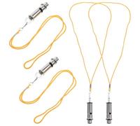 Amosfun 4 Pièces Sifflet de Sport en Acier Inoxydable Argenté, Compact et Adapté à Tous Temps, pour Entraînement et Urgence en Extérieur