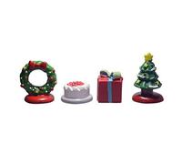 Amosfun 4pcs Figurines de no?l Figurines Arbre Guirlande Gateau Cadeau Bureau Ornement Mini résine décor de no?l Parure Cadeau pour Bureau Maison