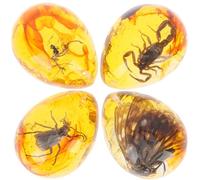 Amosfun 4pièces Insect Resin Specimens Décoratifs Forme de Goutte Eau Artisanat Ambre avec Insectes Conservés pour Bijoux DIY et Exposition Educative Plusieurs styles