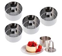 Amosfun 4pièces Moule à Cake Rond Acier Inoxydable Moule à Gâteau Pour Maison Ustensile De Pâtisserie