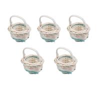 Amosfun 5 Pièces Mini Panier En Bambou De Poche Bacs à Jouets Petits Paniers Pour Organiser Panier Bébé Petit Panier Rond Panier Tressé Panier De Rangement Paniers En Osier Blanche Rotin