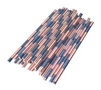 Amosfun 50pcs Pailles biodégradables patriotiques Étoile Rayure Drapeau Américain Paille de Papier pour Memorial Day et 4 Juillet Fourniture de célébration