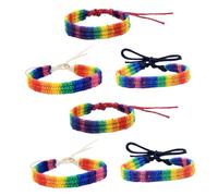 Amosfun 6 Pièces Bracelet Arc Ciel Unisexe Réglable Lot de Bracelets Diy pour Mois de Fierté pour Amis Famille Accessoire Coloré