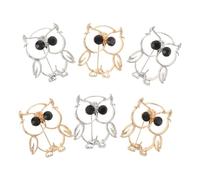 Amosfun 6 Pièces Broche Original Métal Ajouré Élégante et Minimaliste Chouette Design Moderne pour Accessoire Léger et Raffiné Femme pour Toutes Occasions