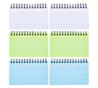 Amosfun 6 Pièces Cartes de Notes Lignées à Spirale, pour École et Bureau | Papier et Plastique, Étude et Prise de Notes, Pages Faciles à Tourner, Anti Traversée D’encre