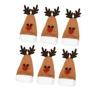 Amosfun 6 Pièces Housse De Bouteille De Vin Lot de Couvre-Bouchon Décoration De Bouteille Forme De Cerf pour Noël Et Fêtes Housse De Protection De