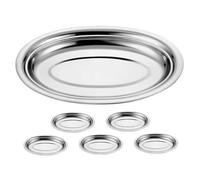 Amosfun 6 Pièces Plateau de Service Ovale Acier Inoxydable Assiettes Résistantes Aux Rayures pour Poisson Viande et Dessert Plateau Multifonction pour Cuisine et Camping