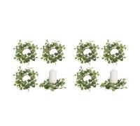 Amosfun 8 Pièces Anneaux de Bougie Fleurs Eucalyptus Artificiels Décoratives Légères pour Table Ambiance Romantique pour Mariage et
