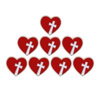 Amosfun 8 Pièces Broche Cœur Rouge Croix Rouge pour Charité et Sensibilisation Don de Sang Accessoire Métal Léger pour Vêtements Féminins et Événements Solidaires