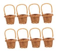 Amosfun 8 pièces Miniature Woven Baskets for Dollhouse Decor Tiny Handwoven Flower Baskets for Crafts Party Table Centerpiece Child Friendly Lightweight Storage