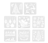 Amosfun 8 Pièces Plastique Modèles de Dessin de Noël Réutilisables pour | Gabarits Creux Blancs, Projets DIY D’art, pour Carnets et Journaux, Motifs Festifs pour Adultes
