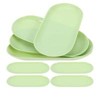 Amosfun 8 Pièces Plateau Oval Plastique Vert Plateau de Rangement Décoratif pour Bijoux et Cosmétiques et Accessoires Léger et Facile à Nettoyer pour Salle de Bain et Coiffeuse
