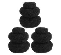Amosfun 9Pcs Donuts pour Cheveux en Nylon Noir Protection Douce, Taille Multiple pour Chignon Élégant, Accessoire Coiffure Femme Classique et Flexible