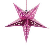 Amosfun Abat-jour en papier en forme d'étoile - Décoration à suspendre pour la maison, un mariage, des vacances, une fête, 45 cm (rose rouge)