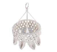 Amosfun Abat-jour Suspendu en Corde de Coton Blanc Style Bohème Rustique pour Lampe de Plafond, Décoration Polyvalente et Solide pour Salon, Dimensions 26x15x13 Cm