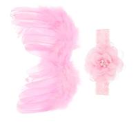 Amosfun Accessoire Photo pour -né Ailes D’ange, Bandeau à Fleurs Rose | Nylon Souple, Style Chic et Adorable, Facile à Enfiler, Réutilisable pour Séance Garçon Fille et Souvenirs