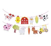 Amosfun Animaux de la Ferme Articles de fête Animaux Bunting Tirer Drapeau Animaux de la Ferme Suspendus Guirlande pour Baby Shower Anniversaire faveur
