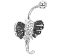 Amosfun Anneau de Nombril Éléphant Vintage en Acier Inoxydable, Pendentif Zircons Blancs, Bijou de Piercing Créatif pour Femmes, Accessoire Mode Plage et Fête, Piercing Nombril Pendants