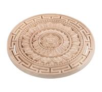 Amosfun Applique Décorative en Bois Brut Non Peint Mandala Floral Sculpté 20x20 Cm pour Armoires Meubles Commodes Décoration Murale Réutilisable Style Européen