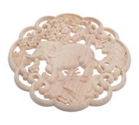 Amosfun Applique Murale Ronde en Bois Sculpté d'Éléphant 20X20 CM Décorative Non Peinte Marqueterie Artisanale pour Meuble Armoire et Décoration Intérieure Sculpture Bois Animaux