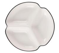 Amosfun Assiette Compartimentée en Céramique 3 Compartiments 7 Pouces Noir, Assiette à Manger Réutilisable pour Repas Équilibrés, pour Usage Familial et Contrôle des Portions