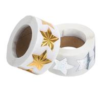 Amosfun Autocollants Étoiles de Récompense Auto-adhésifs 2 Rouleaux Étoiles à Cinq Branches Autocollants de Scellage pour Emballage Présent et Décoration Fête Garçon et Filles Dorées