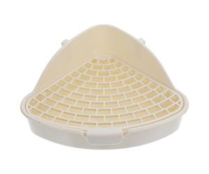 Amosfun Bac à Litière pour Lapin en Plastique Blanc Triangulaire Contrôle des Odeurs et Étanche, pour Salons et Jardins pour Hamster et Cochon d'Inde