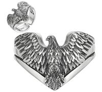 Amosfun Bague Aigle Vintage en Cuivre Argenté, Design Rétro Ajustable Surface Intérieure Polie Lisse, Port Quotidien Stylé