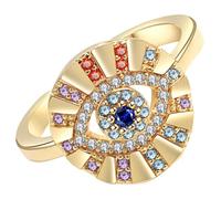 Amosfun Bague en Cuivre Réglable pour Femme Œil du Mal Décoratif, Anneau Délicat Chic pour Soirées Élégantes et Look Unique