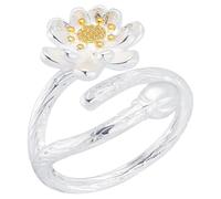 Amosfun Bague Ouverte Fleur de Lotus Réglable pour Femme, Anneau Doré Délicat 1 Pièce, Bague Mignonne Esthétique des Anneaux Ouverts, Accessoire Bijou Élégant pour Soirée et Anniversaire
