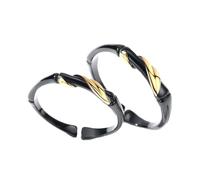 Amosfun Bagues de Couple Anneau Ouvert Noir en Cuivre, Style Chic