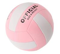 Amosfun Ballon de Volley D’entraînement Souple Taille 5, Résistant à L’éclatement, pour Volley-Ball en Salle, Beach-Volley et Compétition, Ballon Gonflable Polyvalent 2.7 Blanc et Rose,