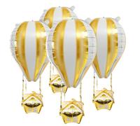 Amosfun Ballons Aluminium Montgolfière Dorés 4 Pcs, Décoration de Fête D'anniversaire Garçon et Filles, Accessoires Ballon Colorés pour Fête, Décoration Murale Légère et Festive