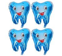 Amosfun Ballons en Aluminium de Dent 4 Pcs Bleu pour Shower, Décoration Fête Prénatale, Présent de Fête et Accessoires Décoratifs D’anniversaire