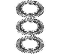 Amosfun Bandeaux Flexibles Noirs 3 Pièces, Peignes à Ressort Circulaire en Plastique, Accessoire Coiffure pour Dompter Mèches Rebelles, Bandeau Extensible pour Sport et Soins du Visage