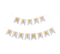 Amosfun Bannière Joyeux Anniversaire à Suspendre, Petite, Papier Argenté