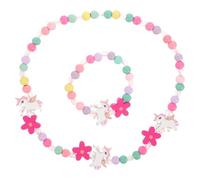 Amosfun Bijoux Enfant Ensemble Collier Licorne Et Bracelet Perles Multicolores Pour Filles Cadeau Anniversaire Et FêTe