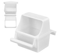 Amosfun Boîte à Nourriture pour Oiseaux Anti-éclaboussures en Plastique Résistant 2 Pcs pour Cage à Perroquet Facile à Remplir Blanche