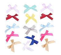 Amosfun Boîte de 100 Nœuds Décoratifs en Ruban Satin Coloré, Accessoires Vestimentaires pour Couture et Bricolage, Nœuds Soi-même pour Emballage Présent et Loisirs Couleur