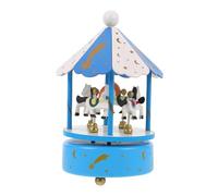 Amosfun Boîte de Musique rotative en Bois carrousel de décorations de gâteaux Centre de Table carrousel boîtes à Musique en Bois carrousel de Chambre de pépinière carrousel Ciel Bleu