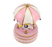 Amosfun Boîte De Musique Rotative en Bois Centre De Table Carrousel Boîtes à Musique Rose Plastique