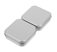 Amosfun Boîte en Métal Carrée Robuste Couvercle à Charnière, Lot de 2, Petite Boîte Rangement pour Bijoux, Téléphone Portable et Écouteurs, Usage Portable et Domestique