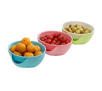 Amosfun Bol à noix double avec support pour collations, passe au lave-vaisselle, plateau amovible pour pistache, graines de tournesol, écame, cerises, couleur aléatoire